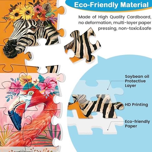 100 Pieces Puzzles for Kids Ages 4-8 | Beautiful Wild Animals Jigsaw Puzzles | Large 100 Piece Puzzle for Toddler Children | Sturdy,Safe | Engaging & Educational Toys Great Gift for Boys Girls,15x10in in Saudi Arabia