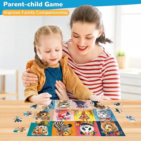 100 Pieces Puzzles for Kids Ages 4-8 | Beautiful Wild Animals Jigsaw Puzzles | Large 100 Piece Puzzle for Toddler Children | Sturdy,Safe | Engaging & Educational Toys Great Gift for Boys Girls,15x10in in Saudi Arabia