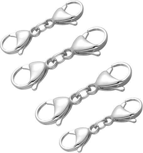 4 PCS Silver Double Lobster Claw Clasps Extender, Bracelet Chain Extender Double Claw End Clasp Design, Necklace Extension Connector Clip for DIY Jewelry Making in Saudi Arabia