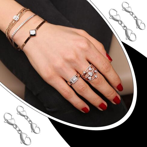 4 PCS Silver Double Lobster Claw Clasps Extender, Bracelet Chain Extender Double Claw End Clasp Design, Necklace Extension Connector Clip for DIY Jewelry Making in Saudi Arabia