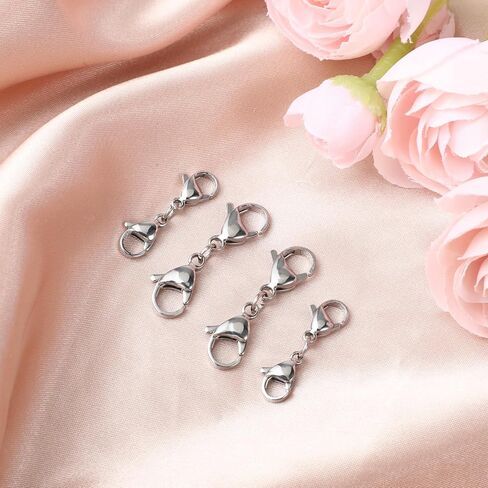 4 PCS Silver Double Lobster Claw Clasps Extender, Bracelet Chain Extender Double Claw End Clasp Design, Necklace Extension Connector Clip for DIY Jewelry Making in Saudi Arabia
