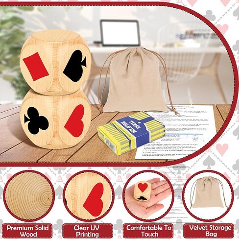 AHIER 1.57 Inch Large Euchre Trump Marker Dice Kit- 2 PCS Wooden Euchre Cube Indicator & Cards with Storage Bag and Manual for Euchre Players & Bridge Playing Card Lovers in Saudi Arabia