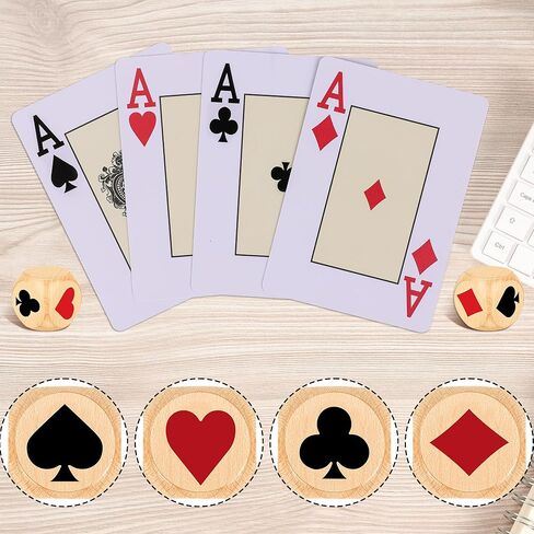 AHIER 1.57 Inch Large Euchre Trump Marker Dice Kit- 2 PCS Wooden Euchre Cube Indicator & Cards with Storage Bag and Manual for Euchre Players & Bridge Playing Card Lovers in Saudi Arabia