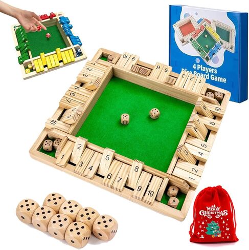 لعبة Shut The Box الخشبية، لعبة لوح النرد الخشبية Shut The Box الجديدة لعام 2026 مع 8 نرد، ألعاب بطاقات قلابة بأربعة جوانب، تعزيز المهارات الرياضية ومهارة اتخاذ القرار (4 ألوان) in Kuwait
