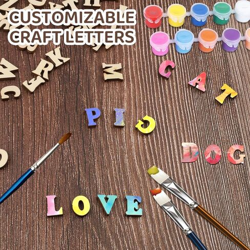 4 مجموعات من LUSTRIB 0.6 بوصة A-Z حروف خشبية صغيرة للحرف اليدوية، 104 قطعة من الحروف الأبجدية الخشبية الصغيرة، حروف خشبية صغيرة غير مكتملة لتعلم التهجئة والديكور المنزلي in Kuwait