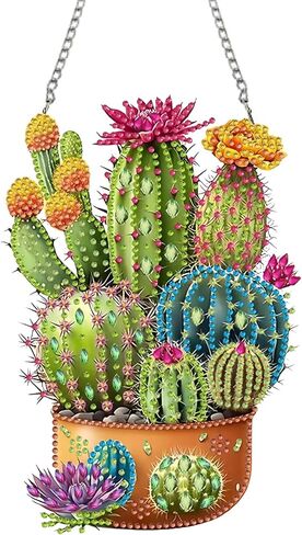 STGLCR Cactus Diamond Painting Kits for Adults Beginners, 5D Full Drill Succulents Crystal Art Ornament, DIY Plant Diamond Art Hanging Kit for Home Office Decor, DIY Craft Gift Set with Tools in Saudi Arabia