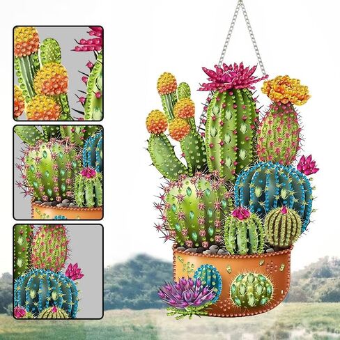 STGLCR Cactus Diamond Painting Kits for Adults Beginners, 5D Full Drill Succulents Crystal Art Ornament, DIY Plant Diamond Art Hanging Kit for Home Office Decor, DIY Craft Gift Set with Tools in Saudi Arabia