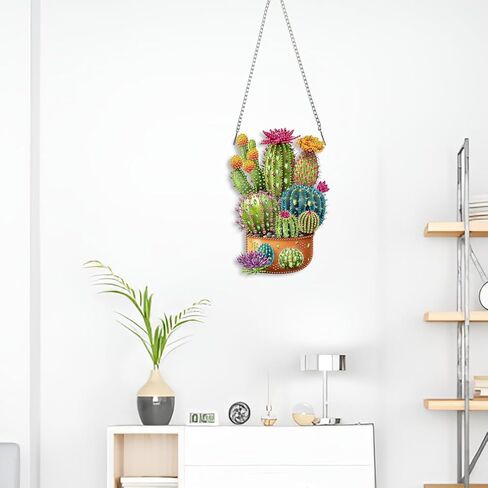STGLCR Cactus Diamond Painting Kits for Adults Beginners, 5D Full Drill Succulents Crystal Art Ornament, DIY Plant Diamond Art Hanging Kit for Home Office Decor, DIY Craft Gift Set with Tools in Saudi Arabia