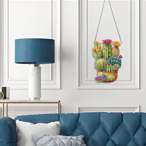 STGLCR Cactus Diamond Painting Kits for Adults Beginners, 5D Full Drill Succulents Crystal Art Ornament, DIY Plant Diamond Art Hanging Kit for Home Office Decor, DIY Craft Gift Set with Tools in Saudi Arabia