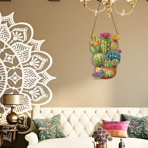 STGLCR Cactus Diamond Painting Kits for Adults Beginners, 5D Full Drill Succulents Crystal Art Ornament, DIY Plant Diamond Art Hanging Kit for Home Office Decor, DIY Craft Gift Set with Tools in Saudi Arabia