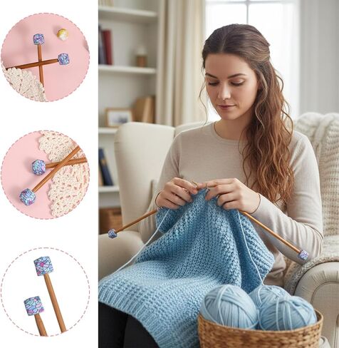 Ouligay 8 PCS Knitting Needle Stoppers Silicone Knitting Needle Point Protectors, Hexagon Stitch Stoppers, Colorful Knittings Needles Caps for Sewing Quilting Crocheting Hand DIY Art Project in Saudi Arabia