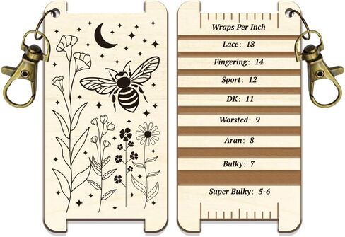 arricraft 1 Pc Wooden Spinning Control Card, Bee Flower Pattern Multi-Purpose Spinning Control Tool Wooden Decorative WPI Ruler for Hand Yarn Measurement Crochet Tool Accessories in Saudi Arabia