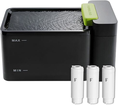 موزع مياه أوتوماتيكي للشرب النظيف الحقيقي مع تقنية الترشيح الفائق، 316 صينية من الفولاذ المقاوم للصدأ وخالية من مادة BPA، وعاء سعة 3.3 لتر/112 أونصة، نافورة ذات وضعين للقطط/الكلاب المتوسطة/الحيوانات الأليفة (أسود، 3 فائق التوهج) in Kuwait