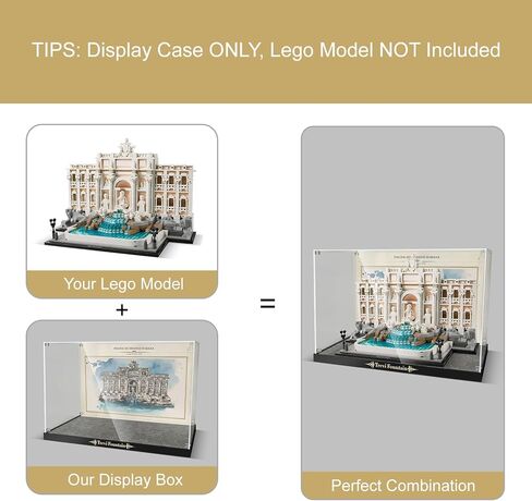 Acrylic Display Case for Lego Trevi Fountain (ONLY Box, NOT Model) Clear Dustproof Display Box Compatible with Lego 21062 Model Set in Kuwait