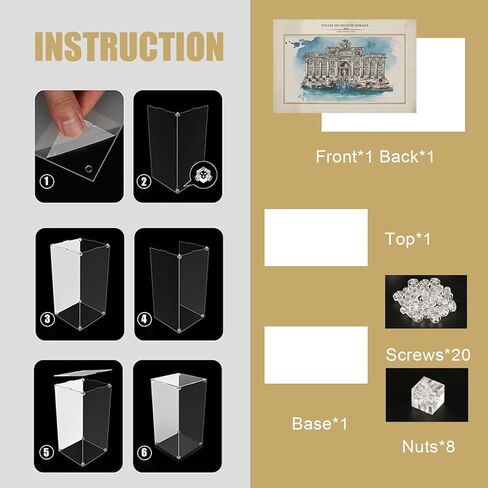 Acrylic Display Case for Lego Trevi Fountain (ONLY Box, NOT Model) Clear Dustproof Display Box Compatible with Lego 21062 Model Set in Kuwait