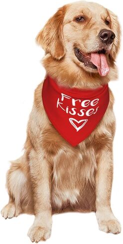 باندانا الكلب المجانية، باندانا الكلب في عيد الحب، حجم قابل للتعديل، ملحقات وشاح الحيوانات الأليفة اللطيفة لهدايا محبي الحيوانات الأليفة (أحمر) in Kuwait