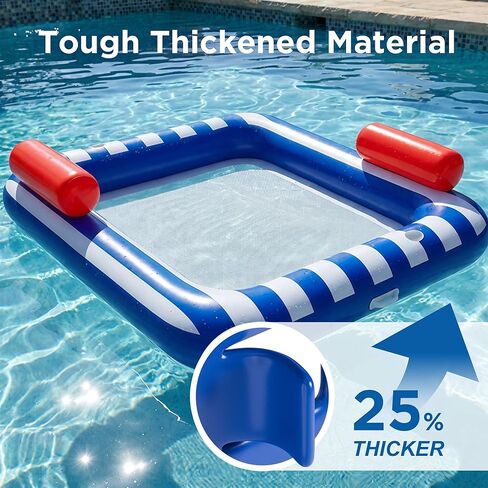 Funscape Large Inflatable Pool Floats, Water Floating Hammock Tanning Pool Lounger for Adult, 76" x 67" Sun Bathing Tan Bed, Swimming Water Raft Floatie W/Mesh Mat, Summer Beach Lake Party Gift Blue in Saudi Arabia