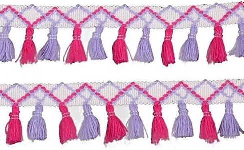 Yalulu 5 Yards Rainbow Cotton Tassel Fringe Lace Trim Ribbons Sewing Cloth DIY Crafts Sewing Curtains Clothes Craft Accessories (Black&Red) in Saudi Arabia