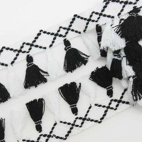 Yalulu 5 Yards Rainbow Cotton Tassel Fringe Lace Trim Ribbons Sewing Cloth DIY Crafts Sewing Curtains Clothes Craft Accessories (Black&Red) in Saudi Arabia