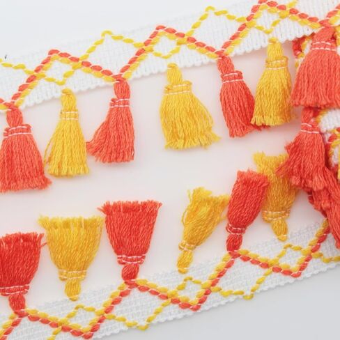 Yalulu 5 Yards Rainbow Cotton Tassel Fringe Lace Trim Ribbons Sewing Cloth DIY Crafts Sewing Curtains Clothes Craft Accessories (Black&Red) in Saudi Arabia