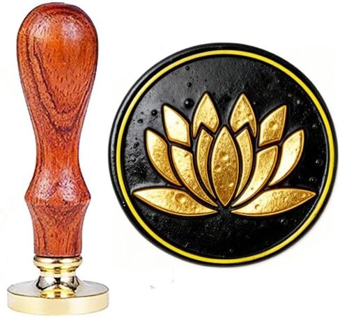 YGHM Lotus Wax Seal Stamp - Natural Rosewood Handle | Vintage Style for Valentine’s Day Gifts, Rose-Themed Wedding Invitations, Envelopes, Wine Packages & Love Letters in Saudi Arabia