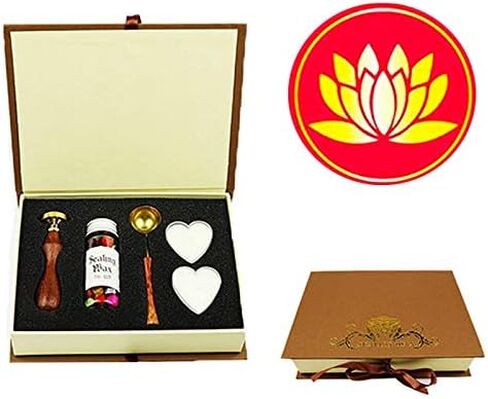 YGHM Lotus Wax Seal Stamp - Natural Rosewood Handle | Vintage Style for Valentine’s Day Gifts, Rose-Themed Wedding Invitations, Envelopes, Wine Packages & Love Letters in Saudi Arabia