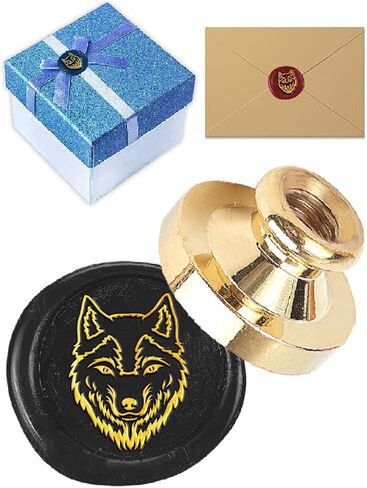 1Pcs Wolf Wax Seal Brass Stamp Head, Wedding Invitations Stamp Sealing DIY Craft Seal Tool for Envelopes Party Invitation Envelope Gift Wrapping Thanksgiving Card, 25x14.5mm in Saudi Arabia