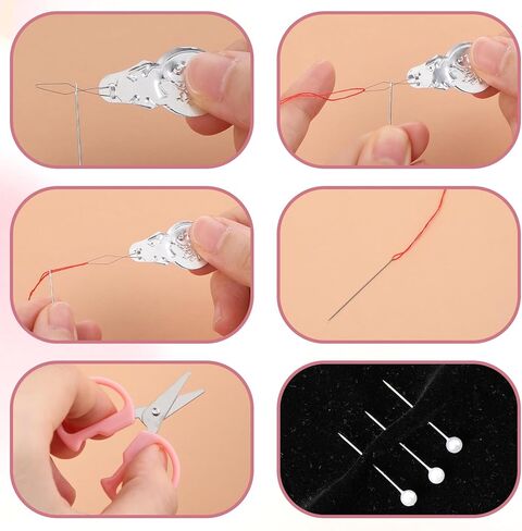 Grevosea 2 Pack Mini Travel Sewing Kit, Heart Shaped Portable Travel Sewing Repair Mini Box Beginner Emergency Repair Kit with Threads Scissors DIY Hand Sewings Needles Blue Pink in Saudi Arabia