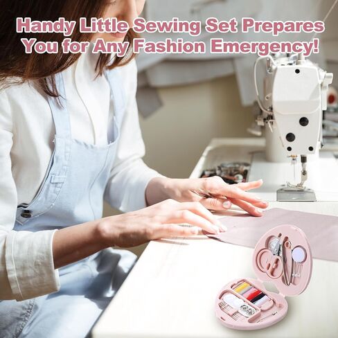 Grevosea 2 Pack Mini Travel Sewing Kit, Heart Shaped Portable Travel Sewing Repair Mini Box Beginner Emergency Repair Kit with Threads Scissors DIY Hand Sewings Needles Blue Pink in Saudi Arabia