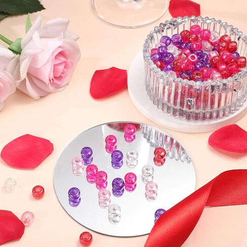 Hicarer 1200 Pieces Valentine's Day Pony Beads with Storage Box, Pink Red White Plastic Craft Beads for Jewelry Making, Bracelets, DIY Home Decor & Party Supplies(Clear and Solid Colors) in Saudi Arabia