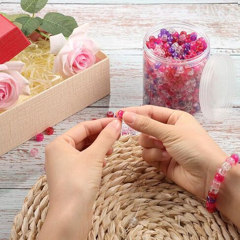 Hicarer 1200 Pieces Valentine's Day Pony Beads with Storage Box, Pink Red White Plastic Craft Beads for Jewelry Making, Bracelets, DIY Home Decor & Party Supplies(Clear and Solid Colors) in Saudi Arabia