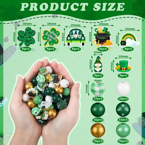 200 Pieces St. Patrick's Day Wood Beads Green Spacer Farmhouse Polished Round Beads St. Patrick's Day Wooden Craft for Patrick Day DIY Crafts Garland Home Party Decor Ornaments in Saudi Arabia