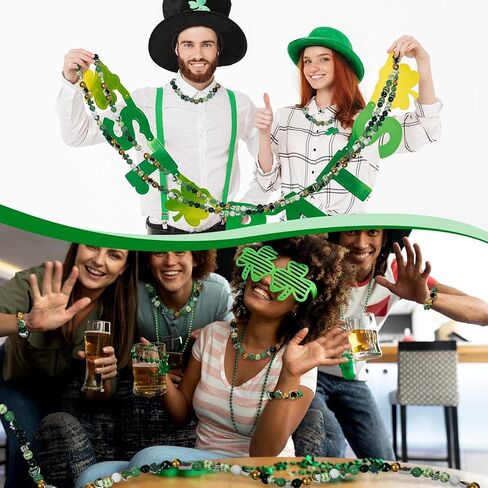 200 Pieces St. Patrick's Day Wood Beads Green Spacer Farmhouse Polished Round Beads St. Patrick's Day Wooden Craft for Patrick Day DIY Crafts Garland Home Party Decor Ornaments in Saudi Arabia