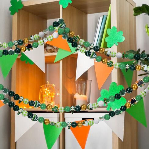 200 Pieces St. Patrick's Day Wood Beads Green Spacer Farmhouse Polished Round Beads St. Patrick's Day Wooden Craft for Patrick Day DIY Crafts Garland Home Party Decor Ornaments in Saudi Arabia