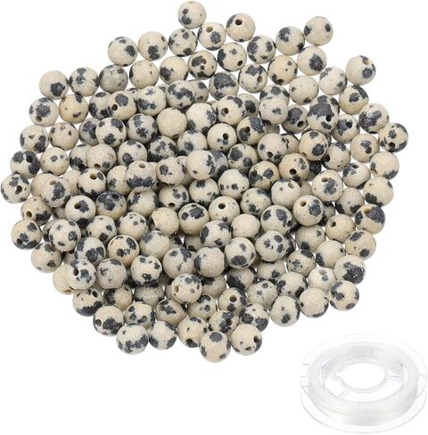 PATIKIL 8mm Natural Stone Beads, 100pcs Loose Round Gemstone Genuine Real Stone Spacer Crystal Beads with Crystal Stretch Cord for Jewelry Making DIY Charm Bracelets, Pale Pink Rose in Saudi Arabia