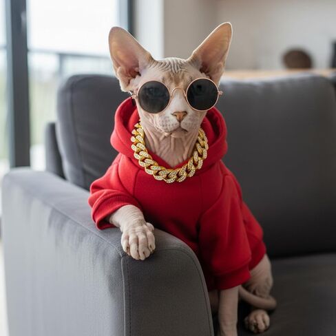 2 Pieces Cat Dog Glasses and Necklace Chain Collar Costume Cool Retro Sunglasses Gold Chain Set Funny Rhinestone Collar Pet Clothes Decoration for Small Dogs Cats Puppy Photo Props Accessories in Saudi Arabia