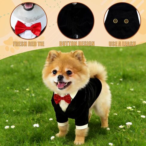 Dog Tuxedo Suit with Bow Tie Dog Shirt Puppy Clothes Formal Pet Tux Party Birthday Costume for Small Medium Dogs Pet Weding Attire Dress Up Cosplay Prince Costume Gentleman Apparel in Saudi Arabia