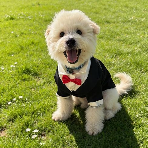Dog Tuxedo Suit with Bow Tie Dog Shirt Puppy Clothes Formal Pet Tux Party Birthday Costume for Small Medium Dogs Pet Weding Attire Dress Up Cosplay Prince Costume Gentleman Apparel in Saudi Arabia