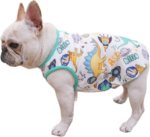 Frenchie Clothing Dog Shirts للكلاب الصغيرة المتوسطة الصبي، ملابس البلدغ الفرنسية اللطيفة للهالوين، قمصان ديناصور مضحكة للكلاب والقطط، Frenchie Chihuahua Corgi، أزرق، L in Saudi Arabia