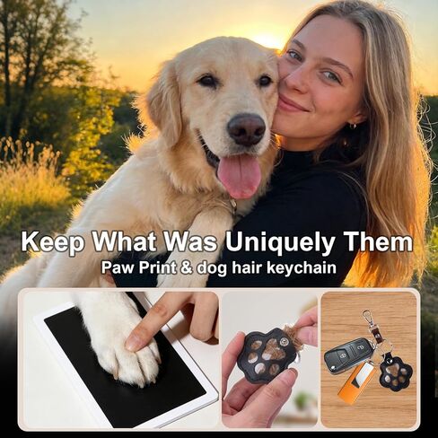 AIERSA Dog Memorial Picture Frame with Collar Holder & Paw Print Kit - Large 12.6 Inch Square Pet Loss Gift to Hold Photos, Keepsakes - Complete Memorial Set for Dog Remembrance in Saudi Arabia