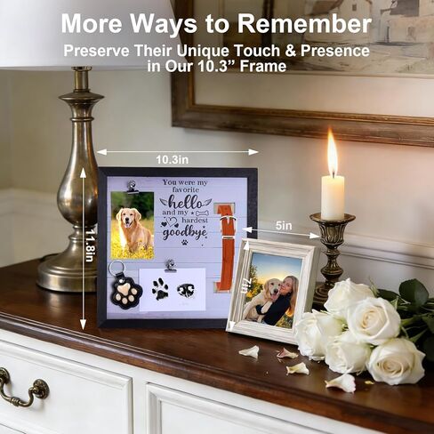 AIERSA Dog Memorial Picture Frame with Collar Holder & Paw Print Kit - Large 12.6 Inch Square Pet Loss Gift to Hold Photos, Keepsakes - Complete Memorial Set for Dog Remembrance in Saudi Arabia