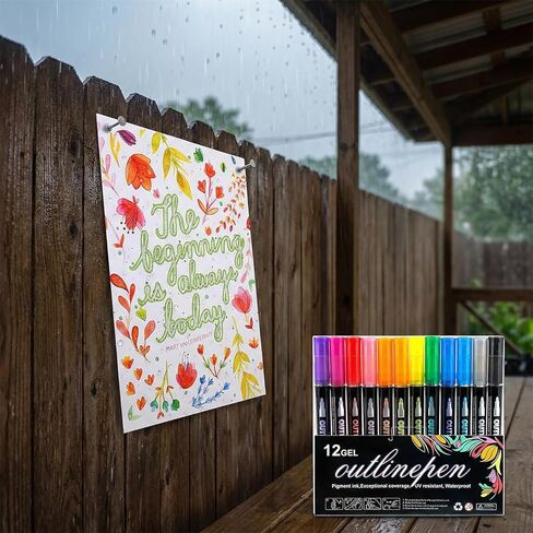 Quick-Dry ＆ Waterproof Dreamy Sparkle Dual-Line Contour Pen, 2026 New Dual Line Contour Pen,Double Line Outline Pen Sparkle Markers For Drawing, Diy Crafts (12) in Saudi Arabia