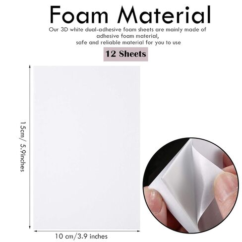 Outus 12 Sheets Self Adhesive Foam Sheets 6 x 4 Inch White Double Sided Sticky Craft Foam Papers Dual-Adhesive Card Making, Crafting, DIY Project, Stamp, Scrapbooking in Saudi Arabia