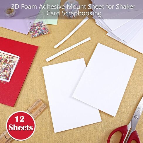 Outus 12 Sheets Self Adhesive Foam Sheets 6 x 4 Inch White Double Sided Sticky Craft Foam Papers Dual-Adhesive Card Making, Crafting, DIY Project, Stamp, Scrapbooking in Saudi Arabia