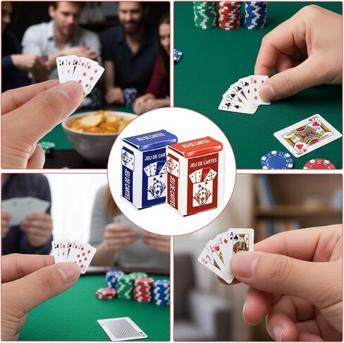 3 Copies Mini Playing Cards 0.59in Miniature Mini Deck of Cards Party Spoof Fun Tiny Decks of Playing Card Travel Poker Card for Adults Party Favor in Saudi Arabia