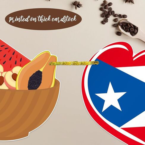 Puerto Rico Party Banners 3PCS Puerto Rican Birthday Party Decorations Glitter Red Puerto Rico Theme Cutout Banners Vintage Car Frog Cigar Decor for Patriotic Festival National Day Supplies in Saudi Arabia