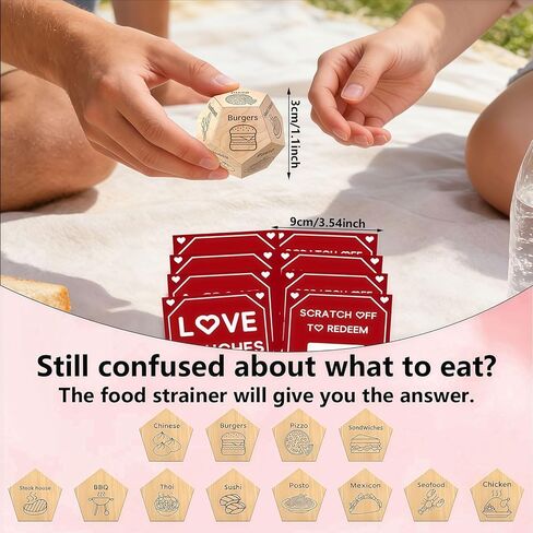 10 Fun DIY Scratch Off Cards & 1 Food Dice Valentine’s Day Set - Gag Gifts for Couples Him Her, Perfect Stocking Stuffers for Anniversary Birthday Wedding Party Date Night in Kuwait