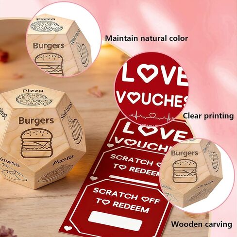 10 Fun DIY Scratch Off Cards & 1 Food Dice Valentine’s Day Set - Gag Gifts for Couples Him Her, Perfect Stocking Stuffers for Anniversary Birthday Wedding Party Date Night in Kuwait