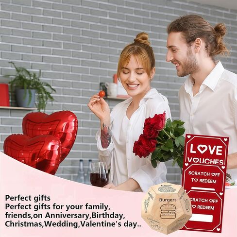 10 Fun DIY Scratch Off Cards & 1 Food Dice Valentine’s Day Set - Gag Gifts for Couples Him Her, Perfect Stocking Stuffers for Anniversary Birthday Wedding Party Date Night in Kuwait