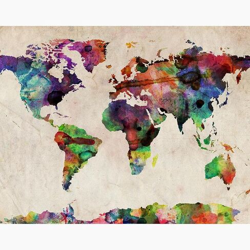 CafePress خريطة العالم بالألوان المائية الحضرية 1 بطاقات ملاحظات (مجموعة من 20) بطاقات ملاحظات مقاس 4.25 بوصة × 5.5 بوصة، 10 عبوات in Kuwait